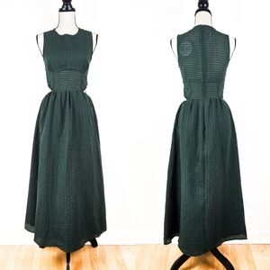 NWT Storia Forest Green Sleeveless Cutout Midi Dress
